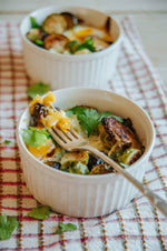 ROASTED BRUSSELS & BAKED EGGS